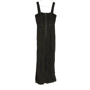 CAPULET - WOMEN'S S/M - BLACK/BROWN STRIPE FULL ZIP IN FRONT COTTON JUMPSUIT